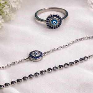 Sterling Silver Evil Eye Jewelry Set 3 Pieces